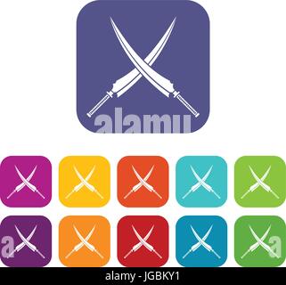 Des sabres de samouraï icons set télévision Illustration de Vecteur