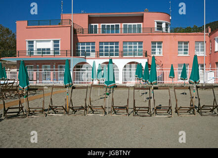 Ancien bâtiment du Casino et de la plage de Rapallo, ligurie, italie Banque D'Images