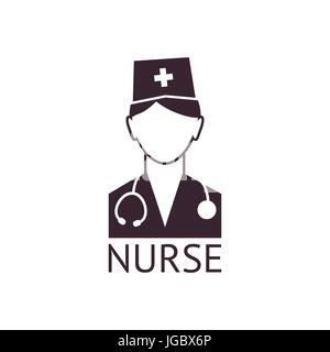 Vecteur numérique médical infirmière pharmacie noir avec icône dessiné une ligne simple, style art télévision Illustration de Vecteur