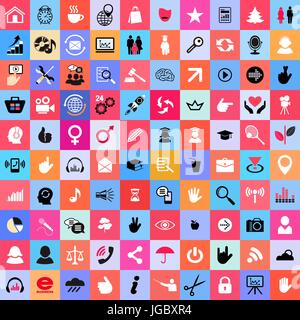 Vecteur numérique universel couleur 100 icon set mega pack, des affaires, de la musique, des arts et des sciences Illustration de Vecteur