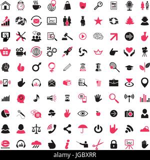 Vecteur numérique rouge noir 100 universal icon set mega pack, des affaires, de la musique, des arts et des sciences Illustration de Vecteur