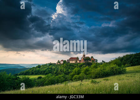 Orage à la Szinérváralja, Seitenroda, Thuringe, Allemagne Banque D'Images