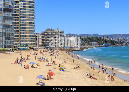 Plage, Viña del Mar, Chili, Amérique du Sud Banque D'Images