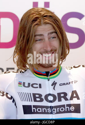 Düsseldorf, Allemagne. 29 Juin, 2017. Cycliste Slovaque Peter Sagan (Bora-Hansgrohe) pose pour un portrait à Duesseldorf, Allemagne, 29 juin 2017. Photo : Daniel Karmann/dpa/Alamy Live News Banque D'Images