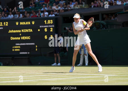 Londres, Royaume-Uni. 5 juillet, 2017. Les Championnats de tennis de Wimbledon 2017 tenue à l'ensemble, au Royaume-Uni. 05 juillet, 2017. Lawn Tennis et croquet Club, Londres, Angleterre, Royaume-Uni. Simple dames - DEUXIÈME TOUR Johanna Konta (GBR) [6] v Donna Vekic (CRO). Sur la photo :- Donna Vekic Crédit : Duncan Grove/Alamy Live News Banque D'Images