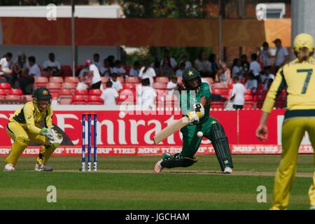 Leicester, Angleterre, le 05 juillet 2017. Sana Mir pour le Pakistan au bâton contre l'Australie dans la CPI Women's World Cup Match à Grace Road, Leicester. Crédit : Colin Edwards/Alamy Live News. Banque D'Images