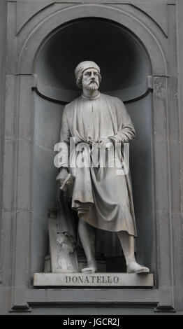 Doatello statue sur la façade de la galerie des Offices Banque D'Images