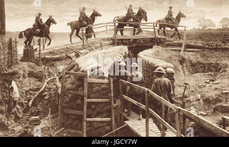 Pont à deux vitesses, Flandre, Belgique, 1917 Banque D'Images