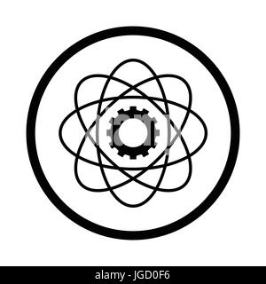 L'icône de la science, symbole iconique dans un cercle, sur fond blanc. Vector design iconique. Illustration de Vecteur
