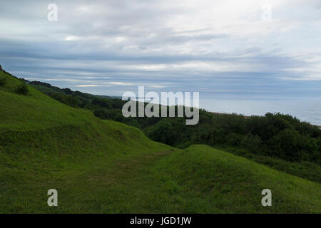 Omaha Beach dans un jour de pluie, Normandie, France. Banque D'Images