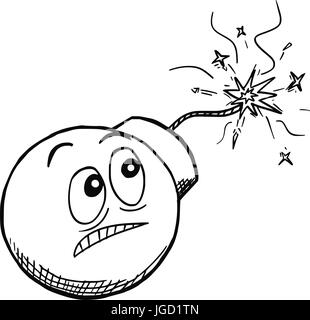 Cartoon vector de peur de regarder sa bombe brûlant d'un fusible de sécurité Illustration de Vecteur