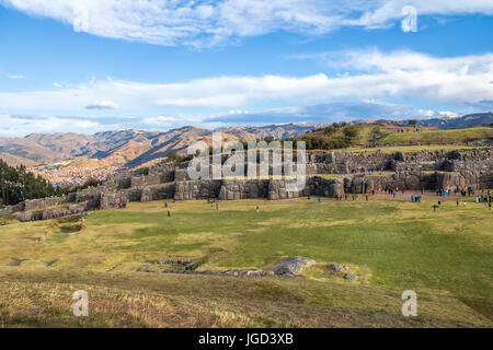 Saqsaywaman ou ruines inca de Sacsayhuaman - Cusco, Pérou Banque D'Images