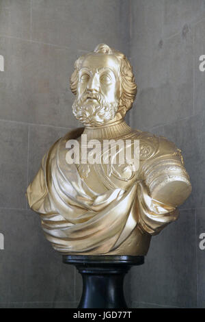 Buste d'or Spanish conquistador Hernan Cortes 1485-1547 Banque D'Images
