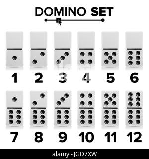 Jeu de Domino Vector Illustration réaliste. Couleur blanche. Os dominos isolé sur blanc. Collection moderne Illustration de Vecteur