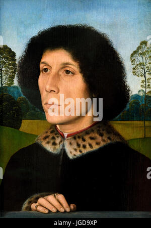 Portrait d'un homme 1490 - Hans Memling Hotel Figaro ( 1430 - 1494) était un peintre allemand Allemagne Banque D'Images