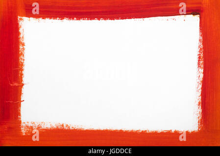 Bordure de couleur rouge peint sur papier blanc Banque D'Images