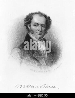 Portrait gravé de Martin Van Buren, homme politique et le 8e président des États-Unis, 1843. À partir de la Bibliothèque publique de New York. Banque D'Images