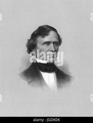 Portrait gravé de Franklin Pierce, 14e président des États-Unis dont les actions ont exacerbé les conditions qui mènent à la guerre civile américaine, 1834. À partir de la Bibliothèque publique de New York. Banque D'Images