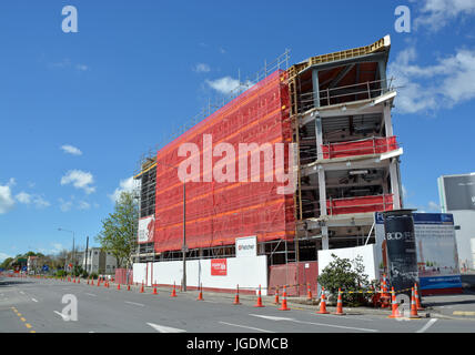 Christchurch, Nouvelle-Zélande - 12 octobre 2013 : Nouveau bloc de bureaux en construction à l'angle des rues Victoria et Salisbury - l'un de la ville un Banque D'Images