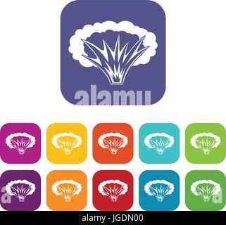 Explosion atomique fine et serrée, icons set télévision Illustration de Vecteur