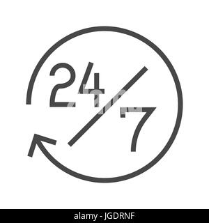 Les Services d'équilibre l'icône vecteur ligne mince 24h/24. L'icône de la télévision isolé sur fond blanc. Fichier EPS modifiables. Vector illustration. Illustration de Vecteur