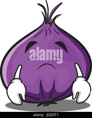 Oignon rouge triste caricature de caractères Illustration de Vecteur