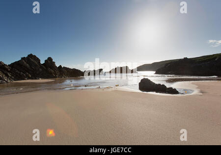 Village de Durness, en Écosse. Tôt le matin de la vue pittoresque de la baie de Sango au nord du village écossais de Durness. Banque D'Images