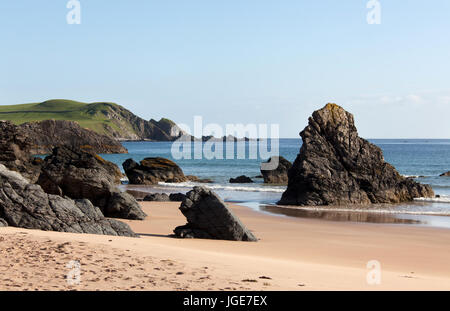 Village de Durness, en Écosse. Tôt le matin de la vue pittoresque de la baie de Sango au nord du village écossais de Durness. Banque D'Images