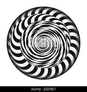 Rayons radiaux avec spirale. Vector Illustration psychédélique. Effet de rotation torsadée. Vortex noir et blanc Arrière-plan. Illustration de Vecteur