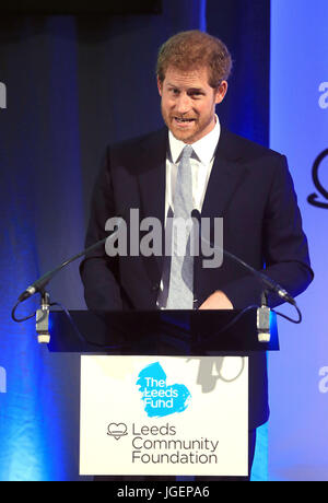 Le prince Harry prend la parole lors d'une visite à la Leeds mène : encourager les jeunes esprits heureux événement, un organisme de bienfaisance juste et discussion de groupe visant à mettre en lumière les questions qui affectent le bien-être mental des jeunes dans la ville et la façon dont les organisations peuvent soutenir les générations futures. Banque D'Images