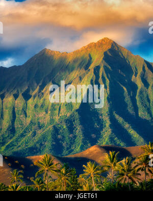 Les montagnes comme vu de Kailua Beach Park, Oahu, Hawaii Banque D'Images