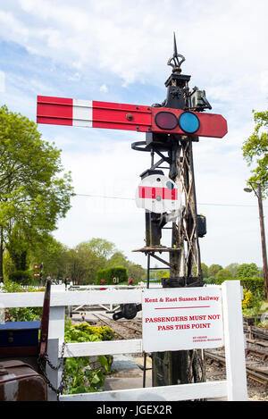 Accueil railway signal à Tenterden gare dans le Kent UK Banque D'Images