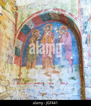 DEMRE, TURQUIE - 7 mai 2017 : Les conserves de fresques médiévales sont lumineuses et colorées, situé à St Nicholas Church, le 7 mai, à Demre. Banque D'Images