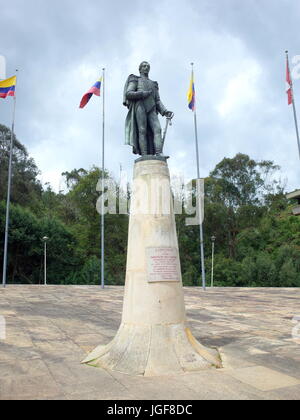 19ème juin 2017, TUNJA, COLOMBIE - La statue de Francisco de Paula Santander à Puente de Boyaca, le site de la célèbre bataille de Boyaca où l'ar Banque D'Images