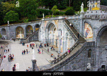 Le sanctuaire de Notre Dame de Lourdes, une destination de pèlerinage en France célèbre pour le pouvoir de guérison de ses eaux. Banque D'Images