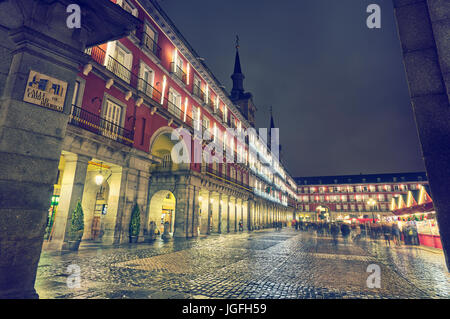 Marché de Noël sur la Plaza Mayor à Noël. Madrid. Espagne Banque D'Images