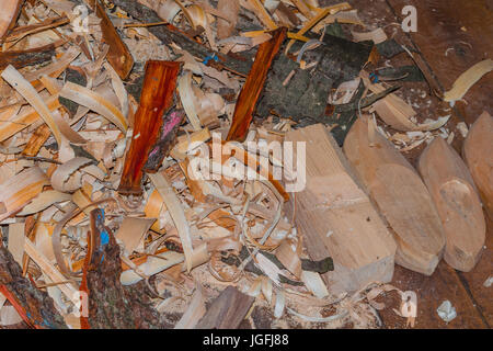 Atelier de production de Klompen, sabots ou souliers en bois en Hollande Banque D'Images