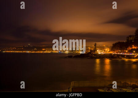 Skyline de Viña del Mar chili la nuit Banque D'Images