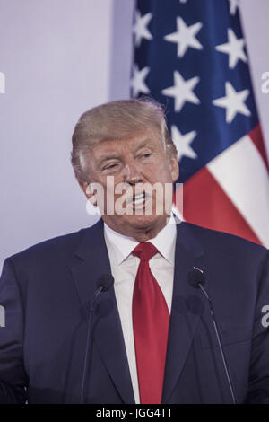 Varsovie, Mazovie, Pologne. 6 juillet, 2017. Le président des États-Unis, Donald Trump lors d'une conférence de presse à Varsovie, Pologne. Credit : Celestino Arce/ZUMA/Alamy Fil Live News Banque D'Images