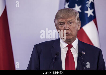 Varsovie, Mazovie, Pologne. 6 juillet, 2017. Le président des États-Unis, Donald Trump lors d'une conférence de presse à Varsovie, Pologne. Credit : Celestino Arce/ZUMA/Alamy Fil Live News Banque D'Images