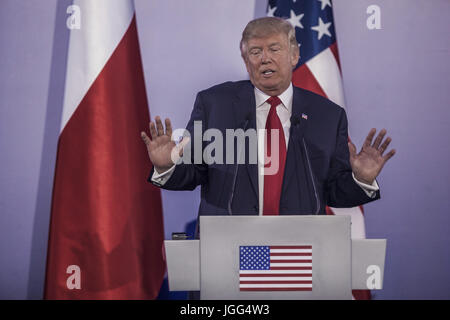 Varsovie, Mazovie, Pologne. 6 juillet, 2017. Le président des États-Unis, Donald Trump lors d'une conférence de presse à Varsovie, Pologne. Credit : Celestino Arce/ZUMA/Alamy Fil Live News Banque D'Images