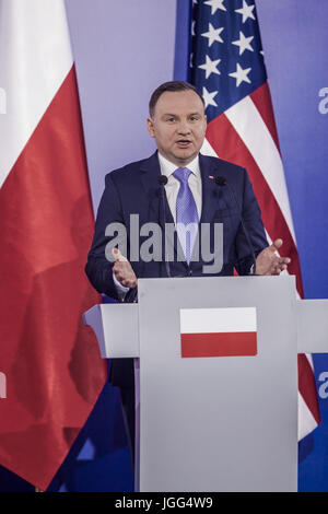 Varsovie, Mazovie, Pologne. 6 juillet, 2017. Le Président de Pologne, Andrzej Duda lors d'une conférence de presse à Varsovie, Pologne. Credit : Celestino Arce/ZUMA/Alamy Fil Live News Banque D'Images