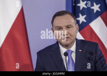 Varsovie, Mazovie, Pologne. 6 juillet, 2017. Le Président de Pologne, Andrzej Duda lors d'une conférence de presse à Varsovie, Pologne. Credit : Celestino Arce/ZUMA/Alamy Fil Live News Banque D'Images