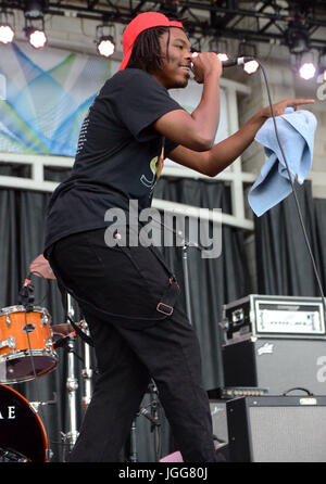 Milwaukee, Wisconsin, États-Unis. 6 juillet, 2017. Artiste Rap Trapo effectue live au Festival Park pendant Henry Maier Summerfest à Milwaukee, Wisconsin. Ricky Bassman/Cal Sport Media/Alamy Live News Banque D'Images