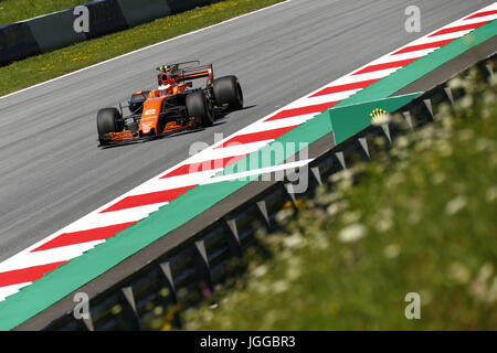 Spielberg, en Autriche. 07Th Juillet, 2017. Sport Automobile : Championnat du Monde de Formule 1 de la FIA 2017, Grand Prix d'Autriche, # 2 Stoffel Vandoorne (BEL, McLaren Honda), Crédit : dpa/Alamy Live News Banque D'Images