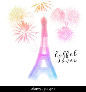 Abstract colorful silhouette de la tour Eiffel Banque D'Images