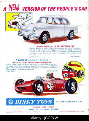 Meccano Magazine - Pleine page couleur Dinky Toy annonces - 1963 - jouets réalistes en concurrence avec les modèles de collection Corgi qui étaient de plus en plus en popularité. Banque D'Images