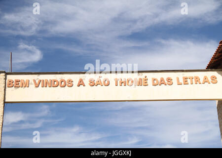 Entrée São Thomé Das Letras, 2016, de la ville, São Tomé Das Letras, Minas Gerais, Brésil. Banque D'Images