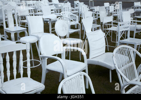 185 chaises vides mémorial pour les victimes du tremblement de terre 2011, Christchurch, Canterbury, île du Sud, Nouvelle-Zélande Banque D'Images