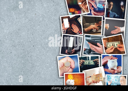 Et l'esprit d'entreprise photo collage sur fond de béton gris Banque D'Images